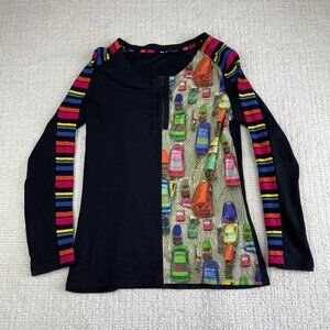 Vintage Aventures Des Toiles Groovy city Taxi AOP Long Sleeve Shirt Sz 40